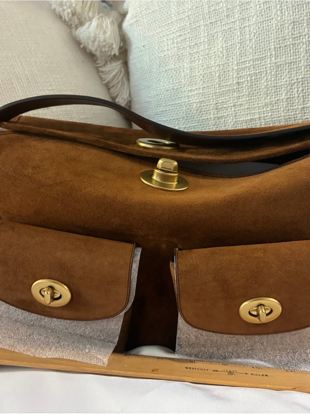 NWT Coach Brown Suede HAVERSACK Shoulder Bag